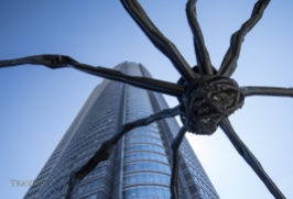 Maman (1999) i bronze, stainless steel, and marble sculpture of spider by the artist Louise Bourgeois at the base of Mori Tower. Roppongi, Tokyo