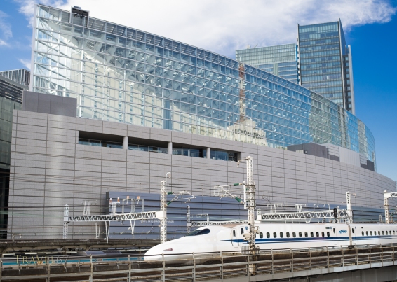 Shinkansen Bullet train and Tokyo Forum Building