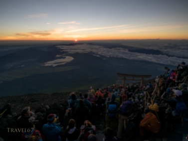 The climbing season for Mt. Fuji runs July 1 to September 14. Thousands climb the trail at night to see the dawn from the summit.