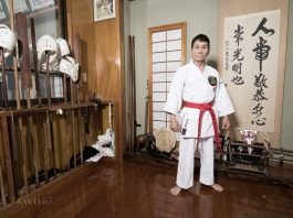 Naonobu Ahagon, Hanshi 10th Dan, Okinawa Karate & Kobudo Shorinryu at his dojo in Naha City, Okinawa.